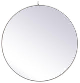 Elegant Decor Eternity 39" Round Mid Century Metal Frame Hooked Mirror in Silver