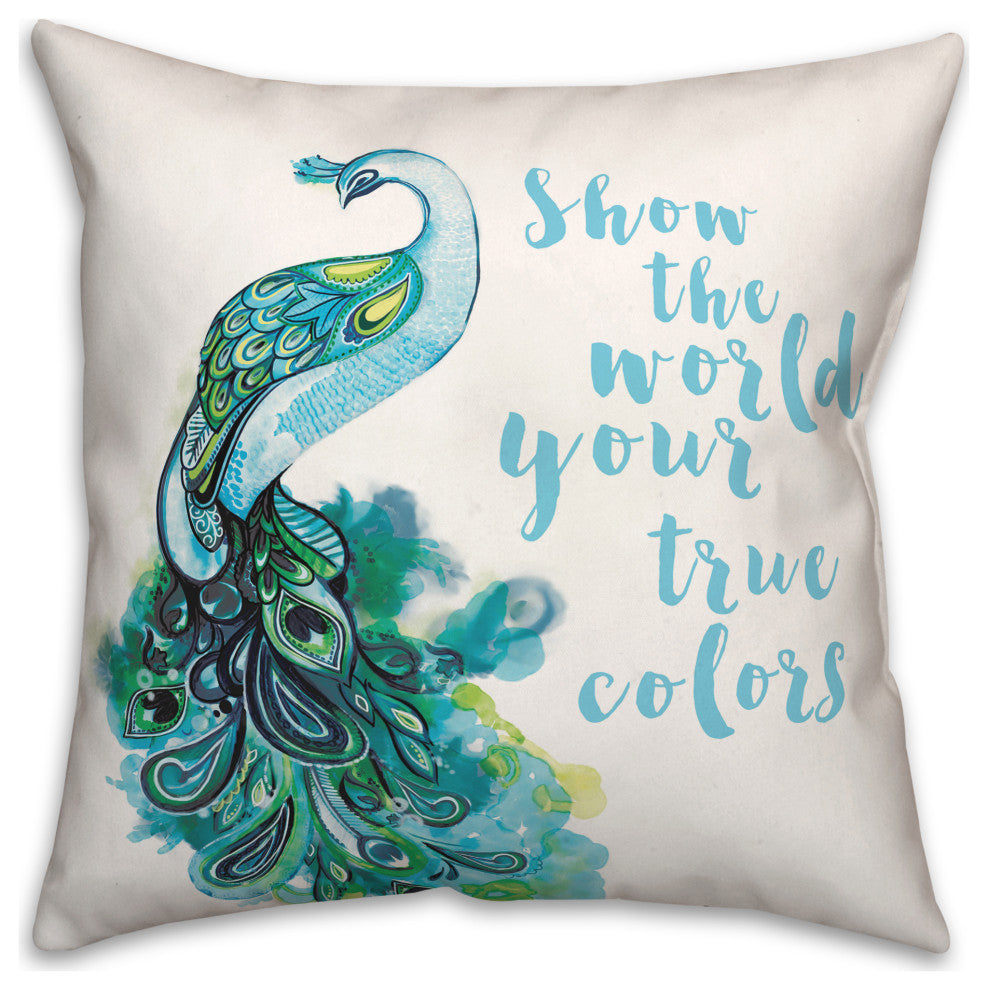 True Colors Peacock 3 18x18 Spun Poly Pillow