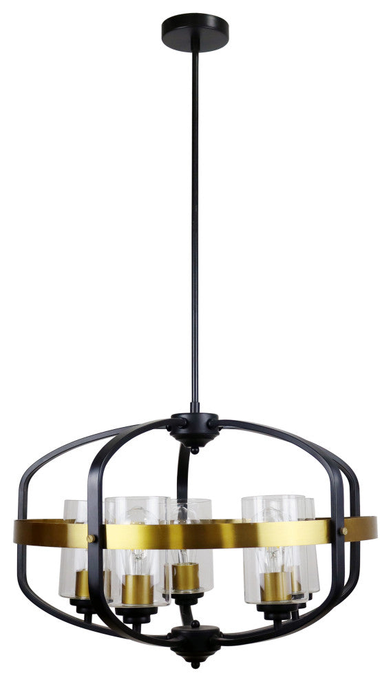 Contemporary-Style Black/Bronze 5 Light Large Pendant 24" Wide