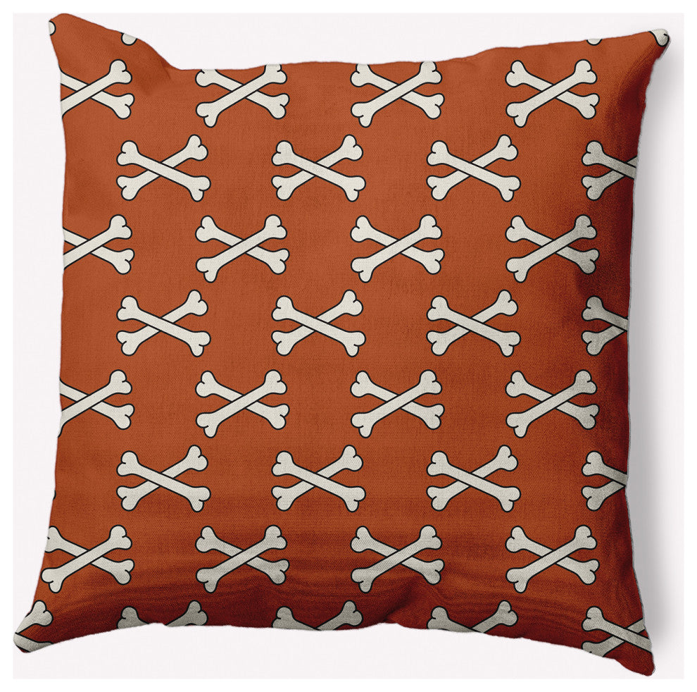 18" x 18" Cross Bones Indoor/Outdoor Polyester Throw Pillow, Sienna