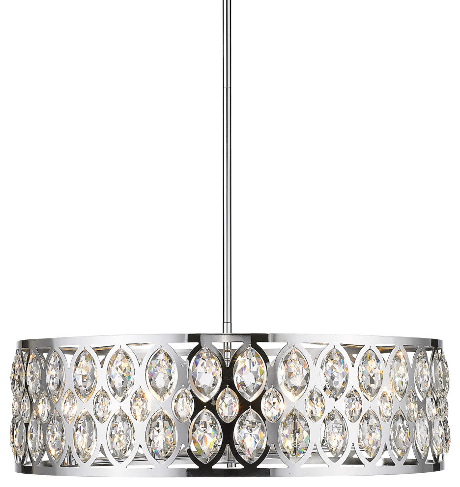 Z-Lite 6010-30 Dealey 8 Light 30"W Crystal Drum Chandelier - Chrome