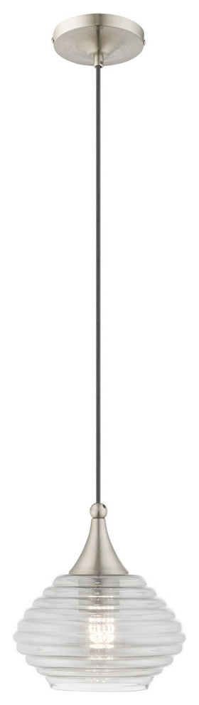 Livex 40643-91 1-Light Brushed Nickel Mini Pendant, Brushed Nickel