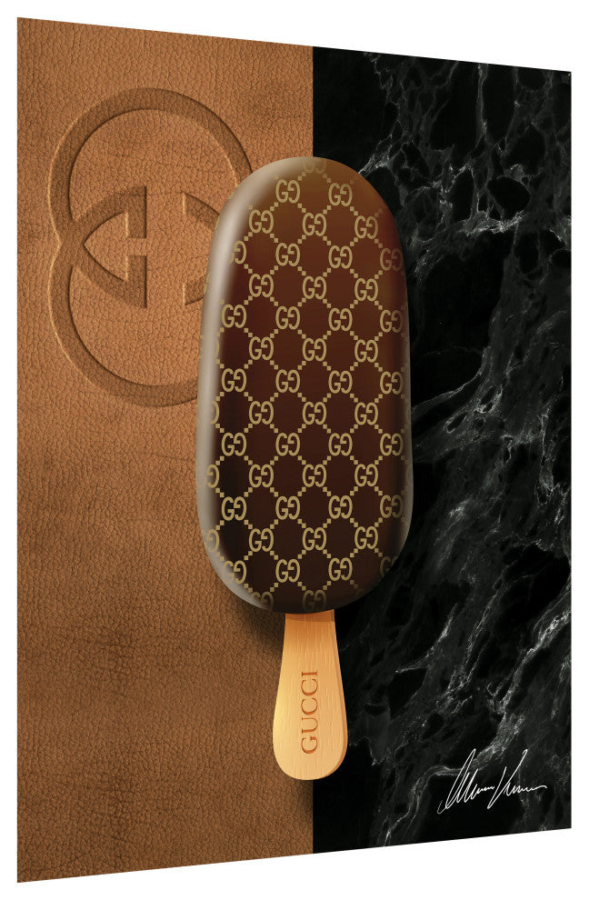 "Gucci Glamour" Frameless Free Floating Tempered Glass Panel Graphic Wall Art