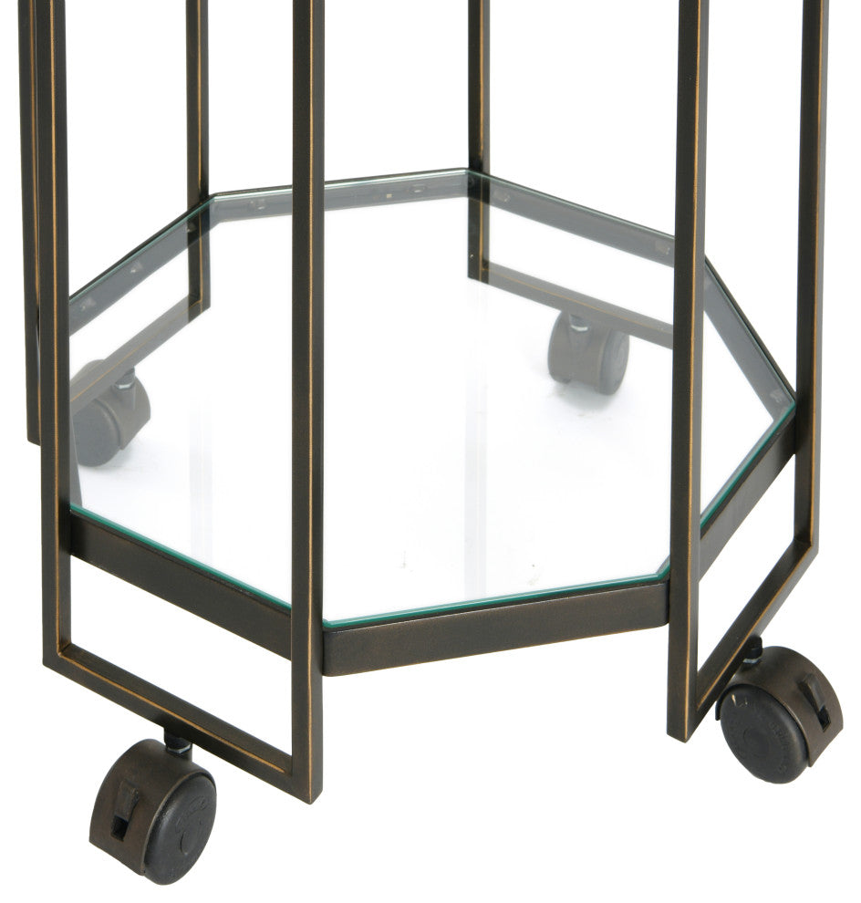 Octagon Black Metal Bar cart