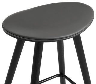 Piper 26" Counter Height Backless Bar Stool in Gray Faux Leather and Black Wood