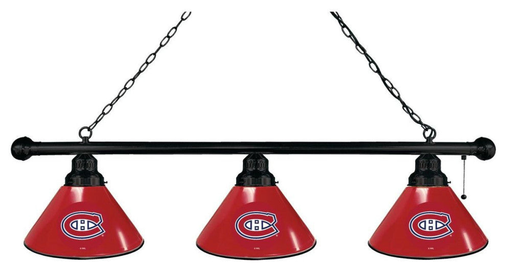 Holland Montreal Canadiens 3-Shade Billiard Light - Black Fixture