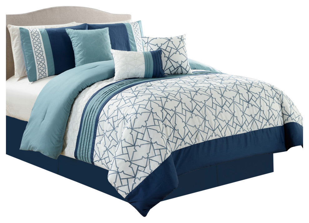 Lucas Embrodiery 7 Piece Comforter Set, Multiple Color, King