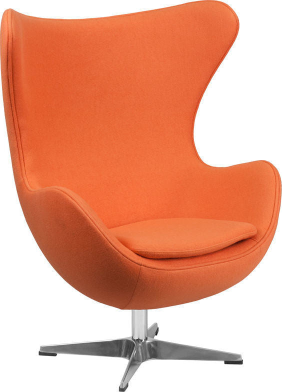 Flash Office Furniture Orange Wool Fabric Egg Chair with Tilt-Lock Mechanism
