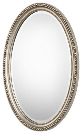 Bowery Hill Elnora Oval Mirror in Metallic Silver