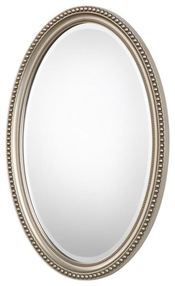 Bowery Hill Elnora Oval Mirror in Metallic Silver