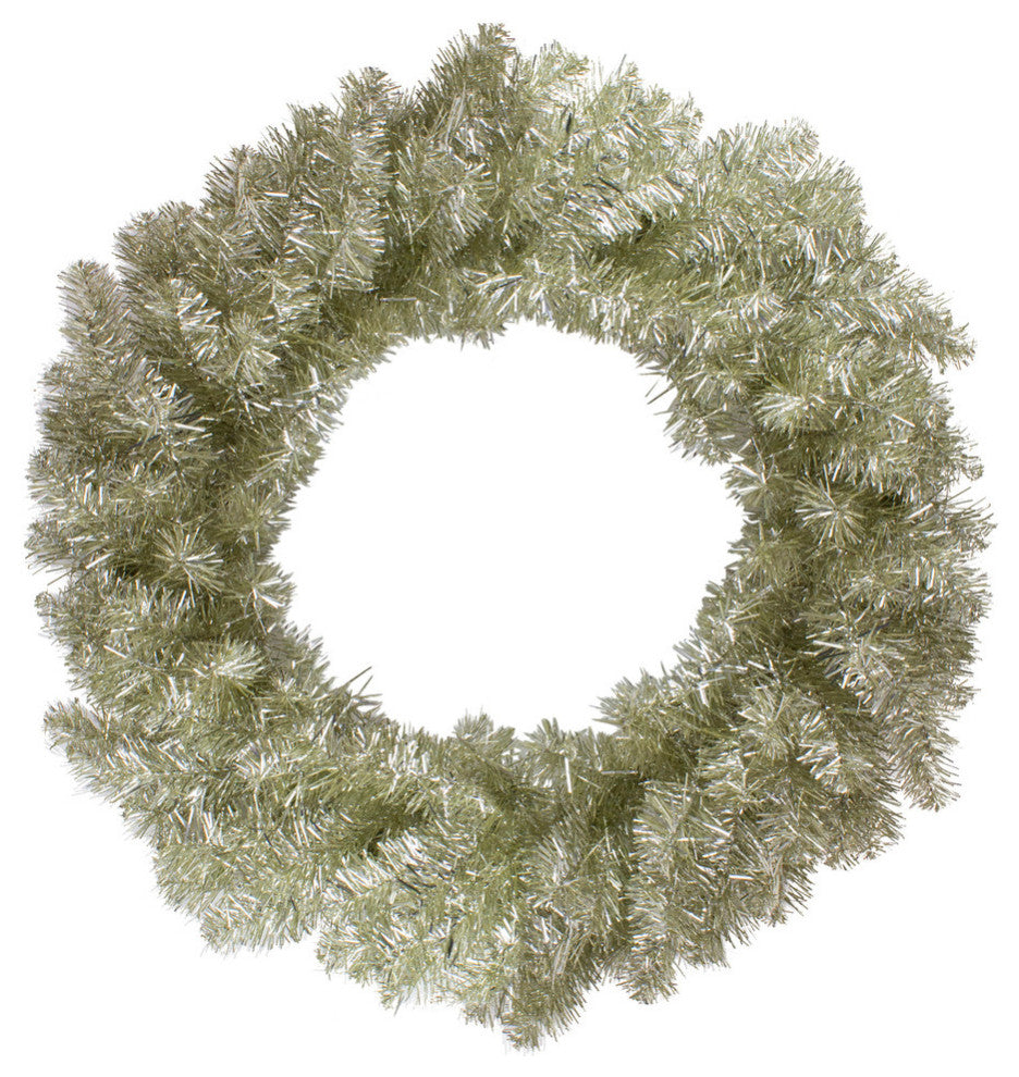 24" Metallic Champagne Gold Artificial Double Tinsel Christmas Wreath Unlit