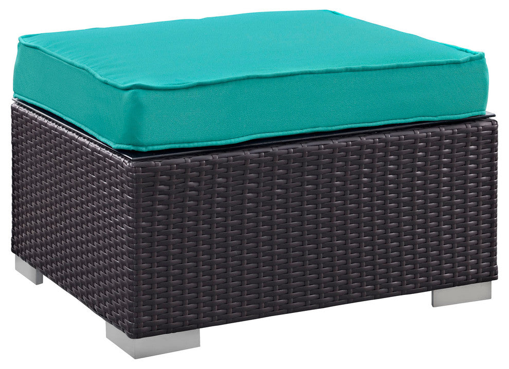 Modway Gather outdoor Patio Ottoman, Espresso Turquoise