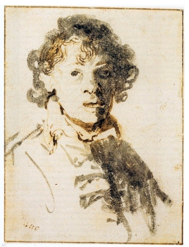 Rembrandt Van Rijn Self Portrait Open-Mouthed Wall Decal Print