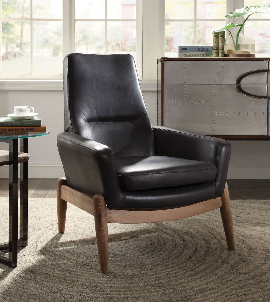 Top Grain Leather Chair, Black
