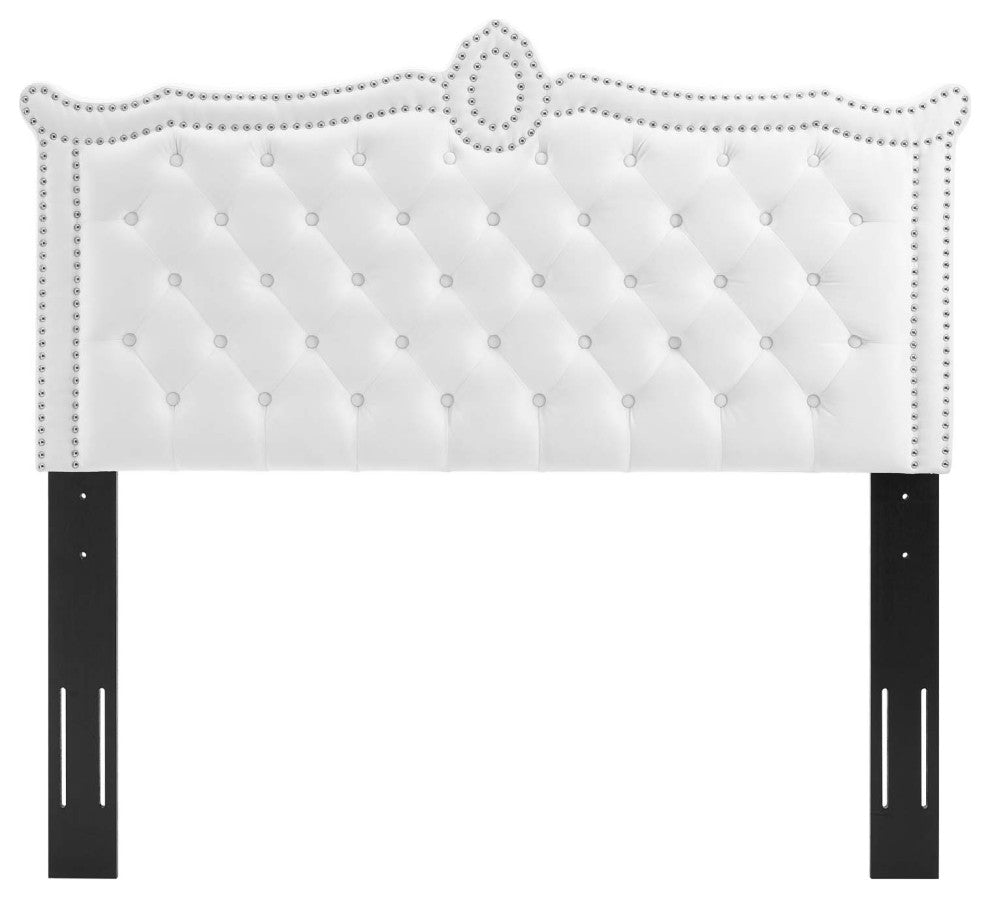 Louisa Tufted Performance Velvet Twin Headboard, White