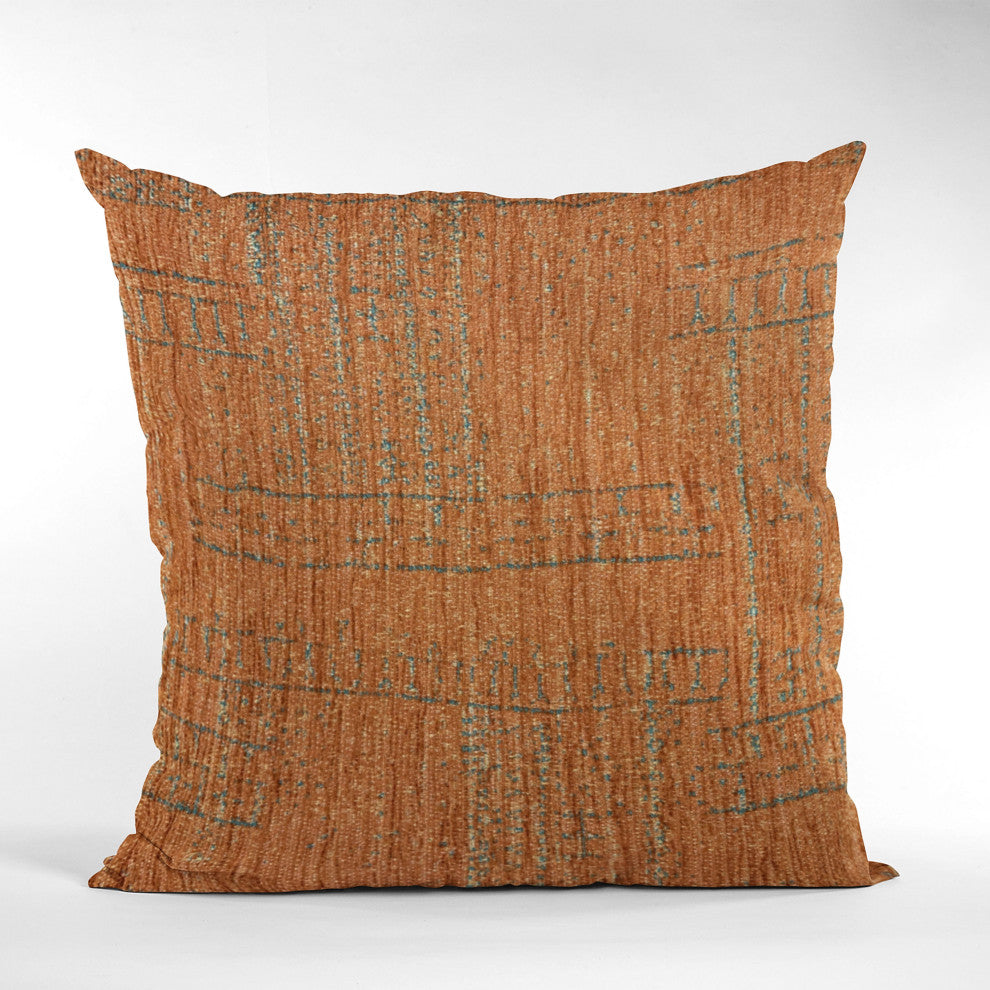 Plutus Orange Lux Geometric Luxury Throw Pillow, 22"x22"