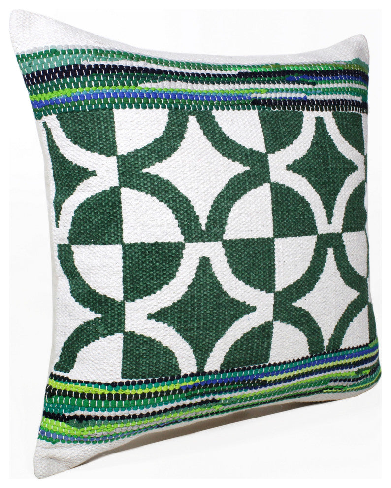 Boho Bordered Diamond Mosaic Textile Throw Pillow