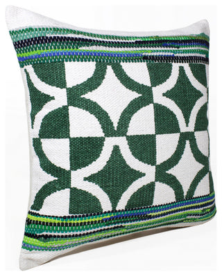 Boho Bordered Diamond Mosaic Textile Throw Pillow