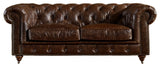 Leather Chesterfield Love Seat, Dark Brown