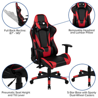 Gaming Desk and Reclining Chair Set, Red