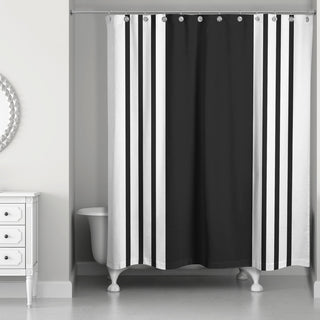 Farmhouse Stripe Shower Curtain, Black