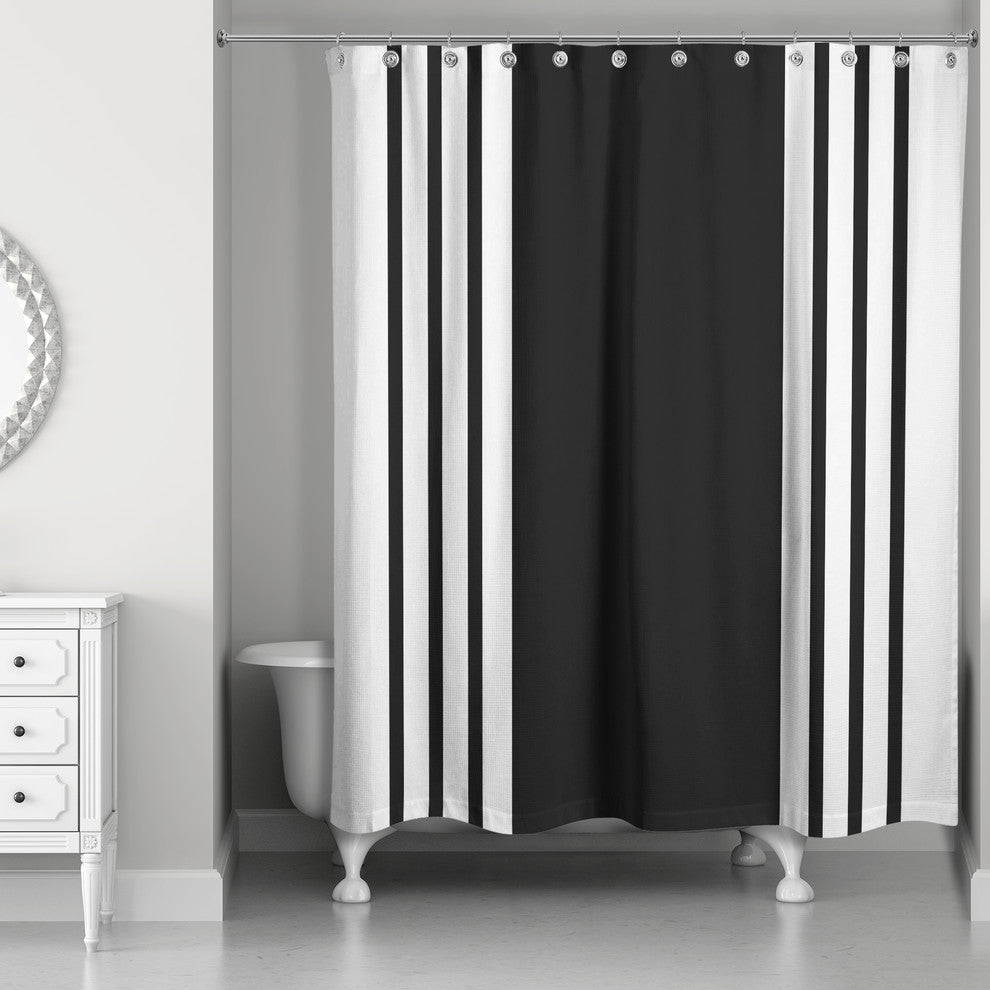 Farmhouse Stripe Shower Curtain, Black