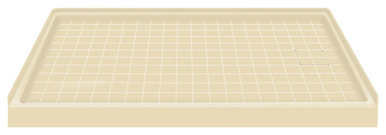 60"x32" Solid Surface Right-Hand Shower Base, Almond