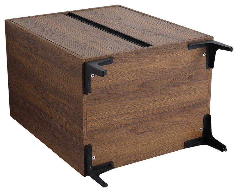 Single Vanity, Brown Walnut Finish With Solid Surface Resin White Sink, 24"