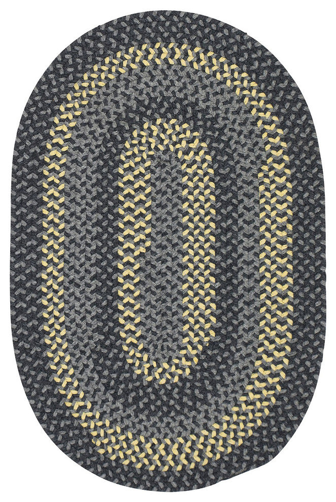 Colonial Mills Walden WN33 Charcoal/Yellow Wool Area Rug, Round 4'x4'