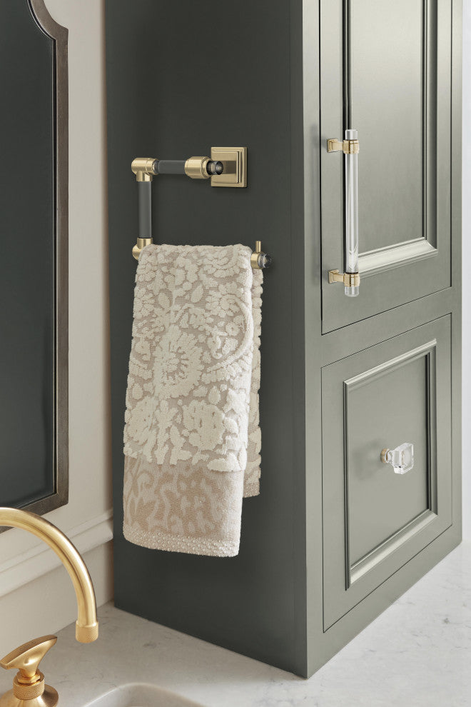 Amerock Glacio Contemporary Towel Ring, Clear/Golden Champagne