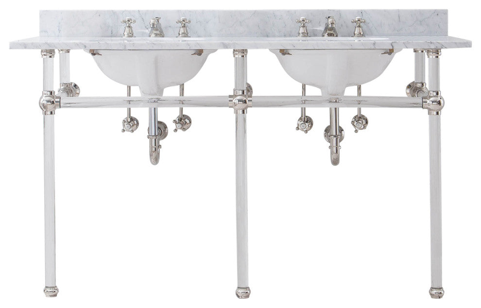 Empire 60" Wide Double Wash Stand Only, Polished Nickel