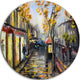 City In Yellow Shade, Modern Cityscape Disc Metal Wall Art, 23"