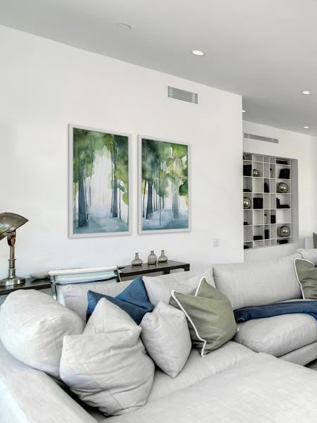 "Through the Haze" Framed Painting Diptych, 60"x45"
