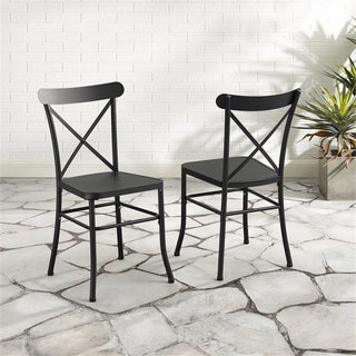 Afuera Living 18" Modern Metal Patio Dining Chair in Matte Black (Set of 2)