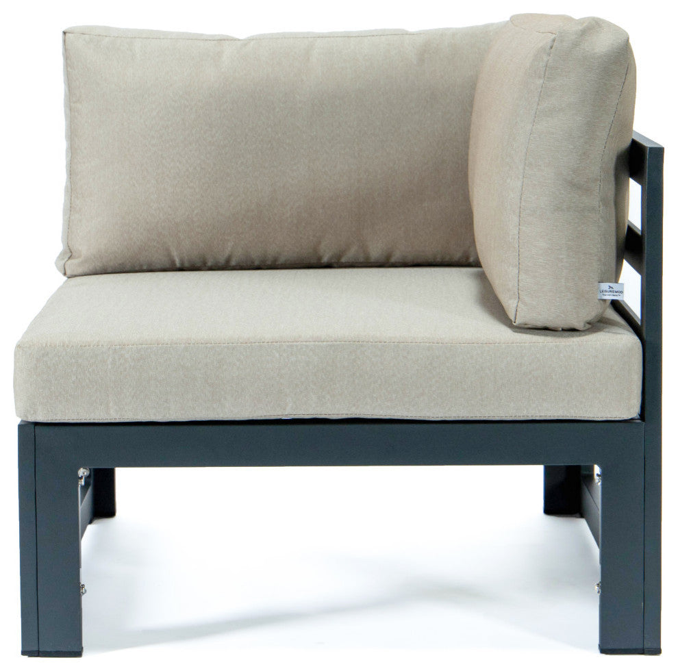 LeisureMod Chelsea 4-Piece Sectional Loveseat Set With Cushions, Beige