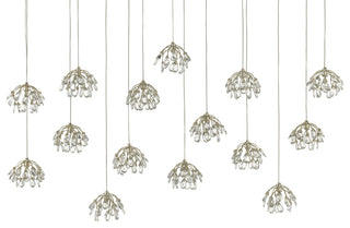 Crystal Bud Rectangular 15-Light Multi-Drop Pendant