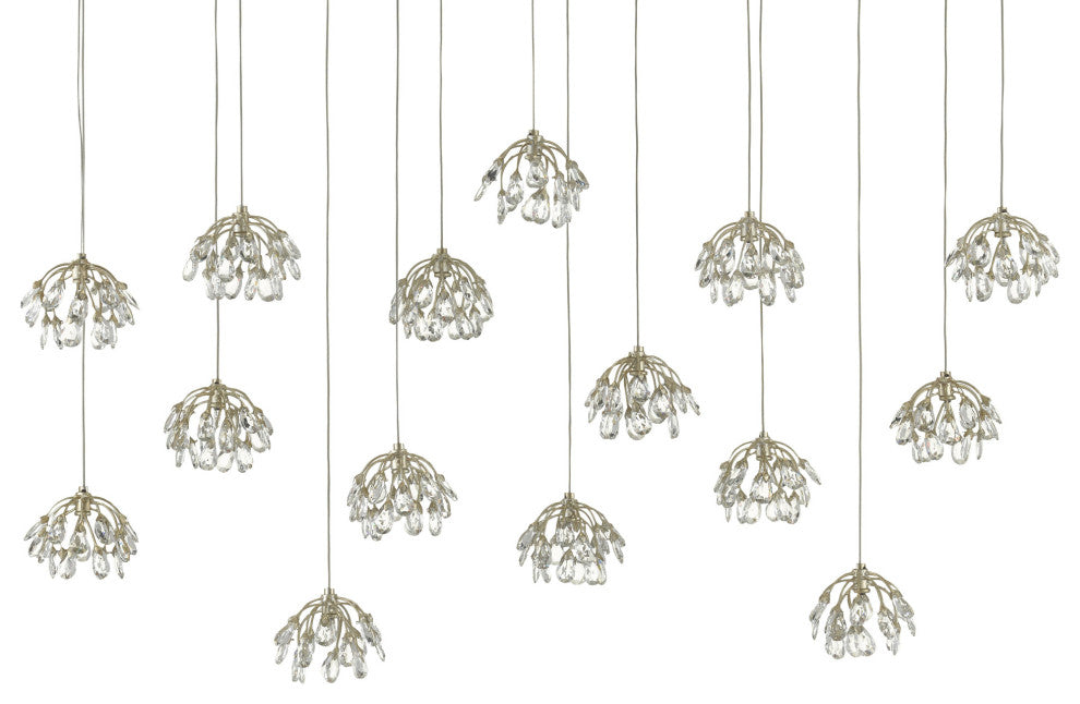 Crystal Bud Rectangular 15-Light Multi-Drop Pendant