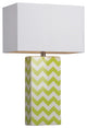 Dimond Chevron Print Ceramic Table Lamp, Green and White, LED