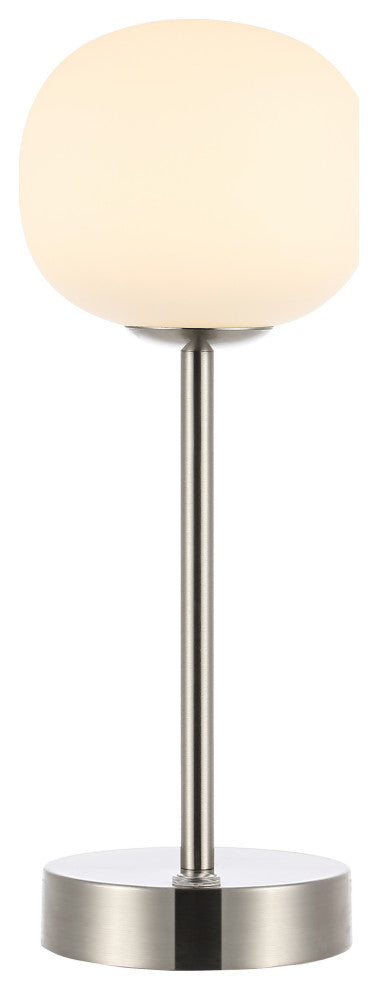 12.25" Modern Minimalist Iron Rechargeable Integrated LED Table Lamp, Nickel