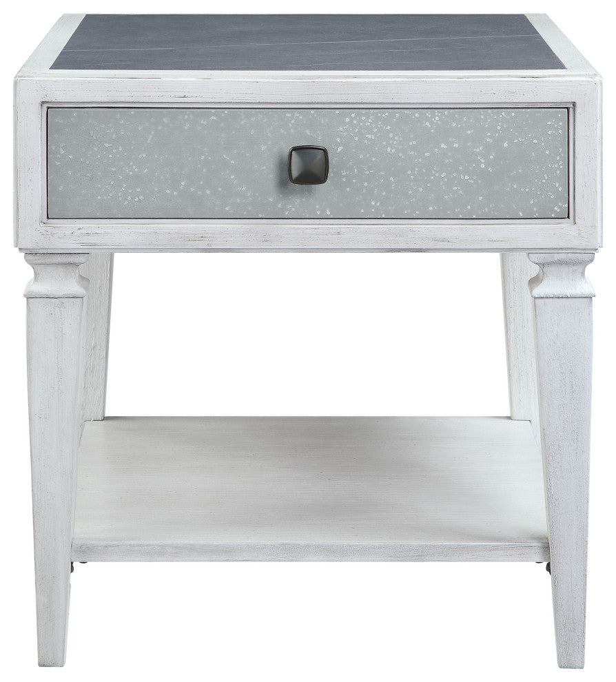 ACME Katia End Table in Rustic Gray & Weathered White Finish