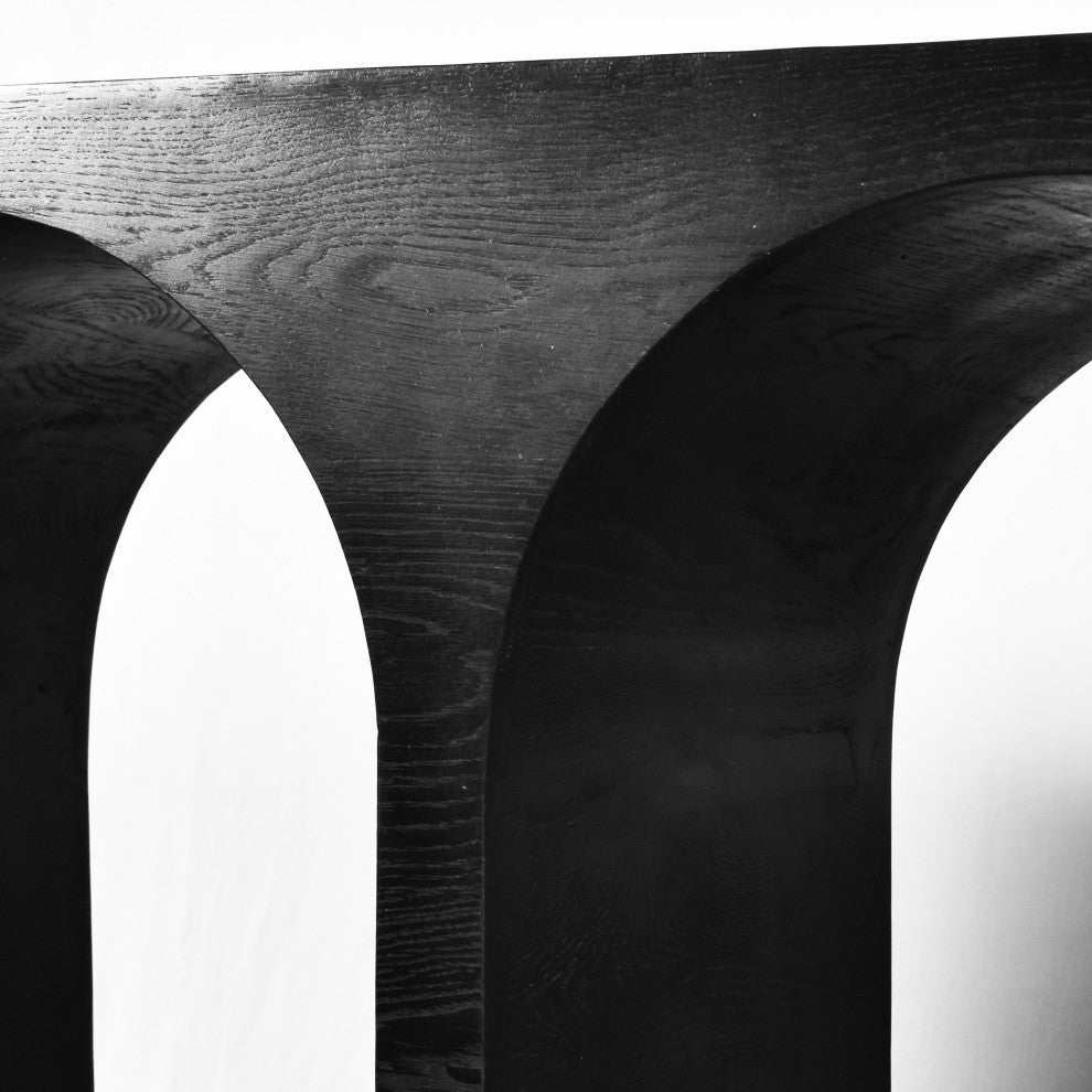 June Black Oak Console Table, Black, 60" W X 18" D X 30" H