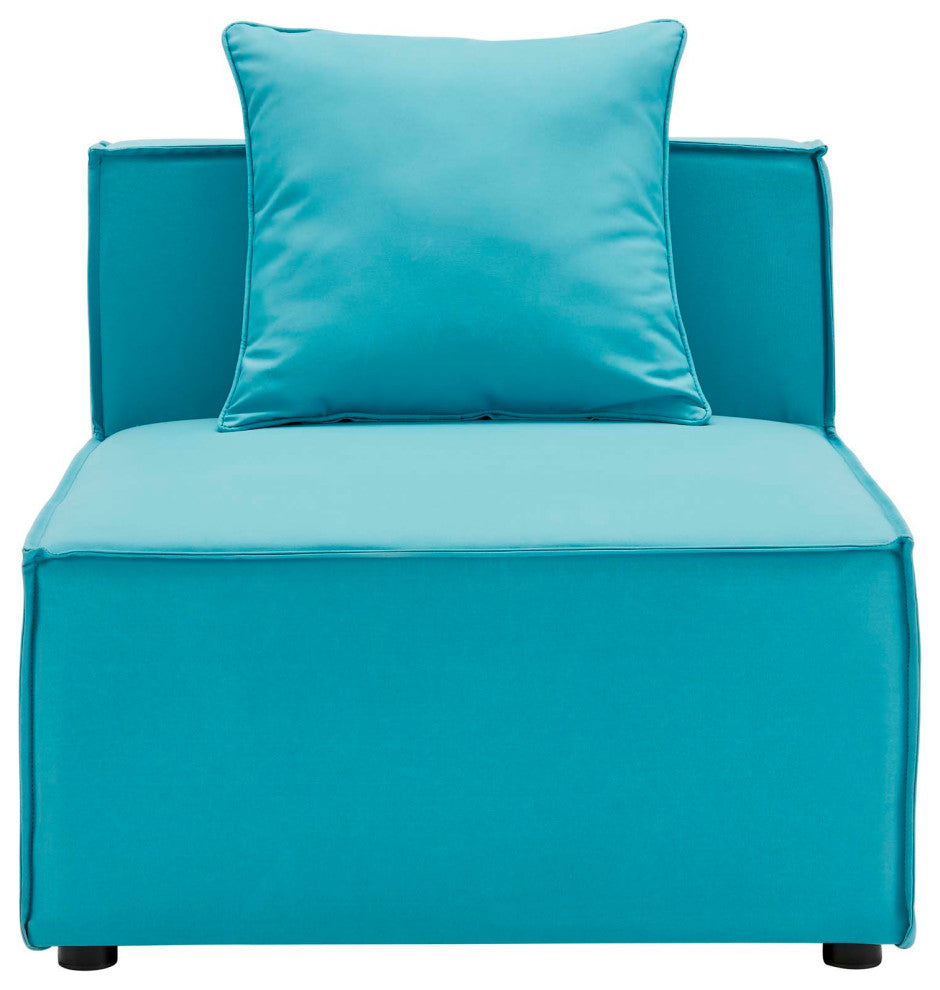 Saybrook Outdoor Patio Upholstered Sectional Sofa Armless Chair Turquoise