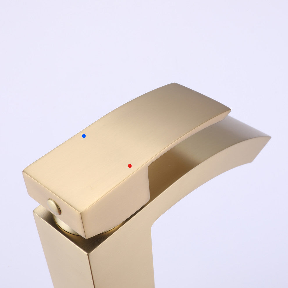 Deck Mounted Single Hole Bathroom Sink Faucet, Brushed Gold
