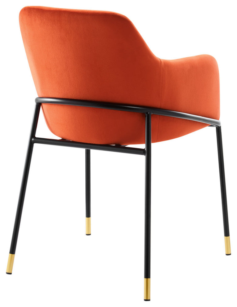 Jovi Performance Velvet Dining Armchair Set of 2, Black Orange