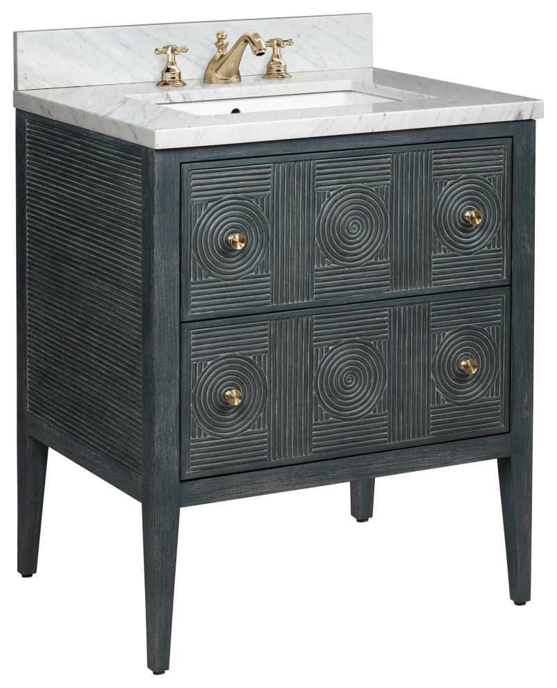 Santos 28" Vintage Navy Vanity with Rectangular Undermount Sink