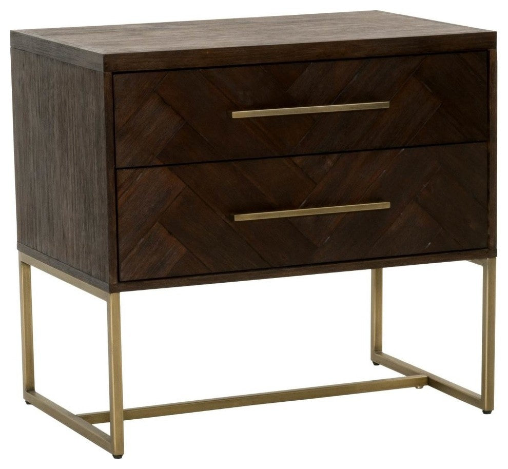 Benzara BM174205 Two Drawers Nightstand Rustic Java, Brown