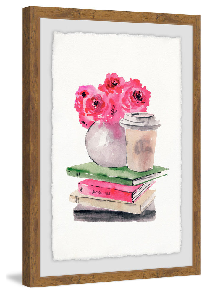 "Book and Coffee Corner" Framed Painting Print, 12"x18"