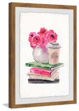 "Book and Coffee Corner" Framed Painting Print, 12"x18"