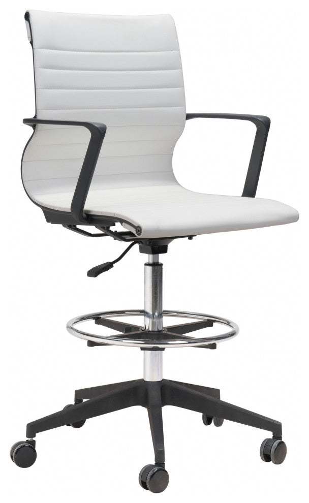 Mod Black and White Faux Leather Drafting Chair