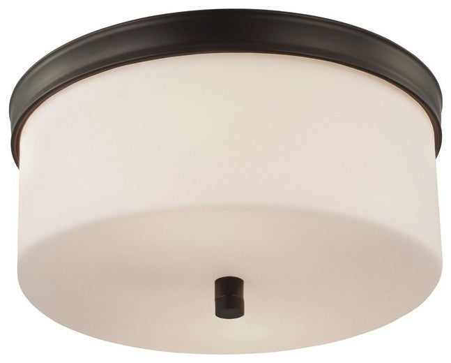 Lismore 2-Light Flush Mount, Oil Rubbed Bronze, Opal Etched Glass